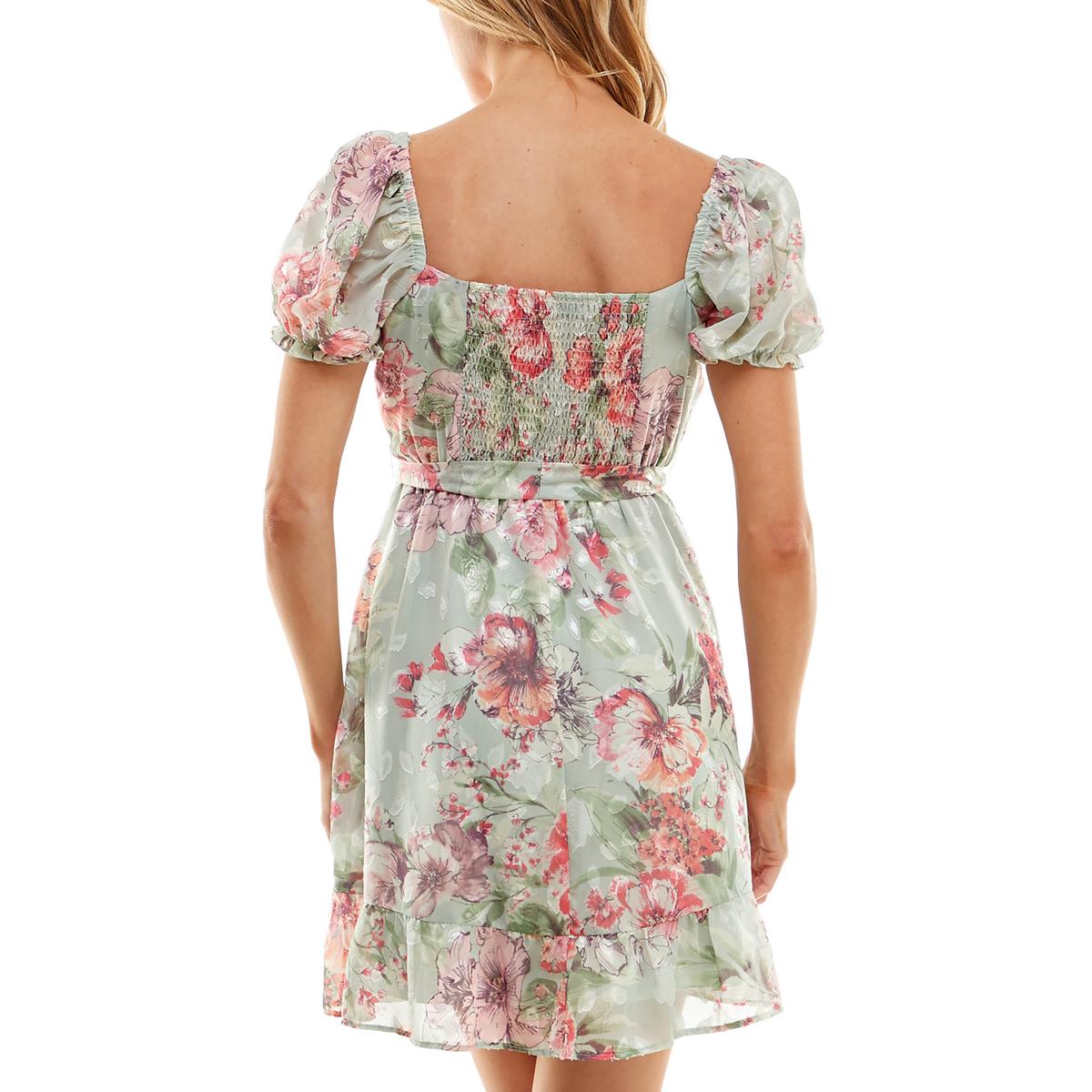 

Платье-мини для вечеринок Juniors Womens Fit & Flare Speechless, цвет sage/coral
