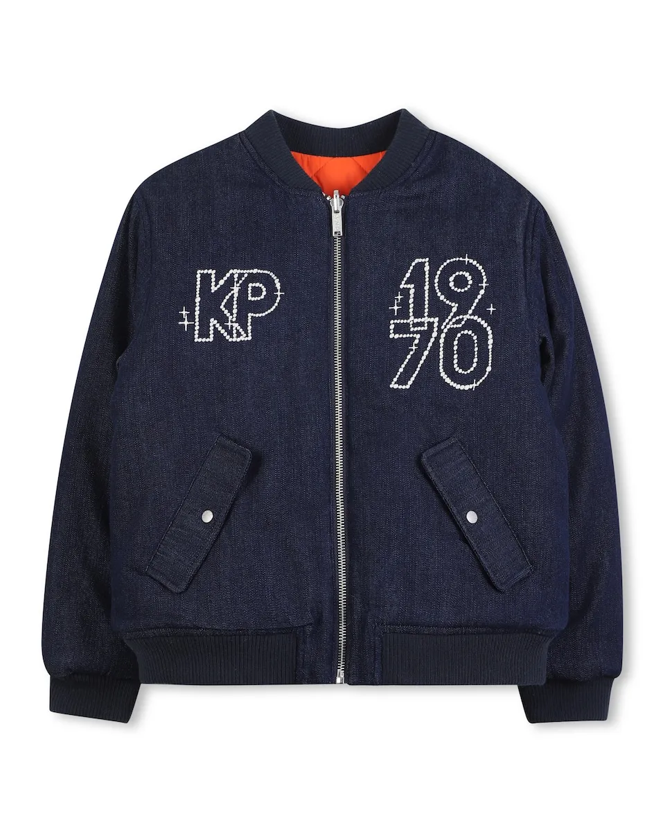 

Двусторонняя куртка-бомбер на молнии Kenzo Kids, темно-синий