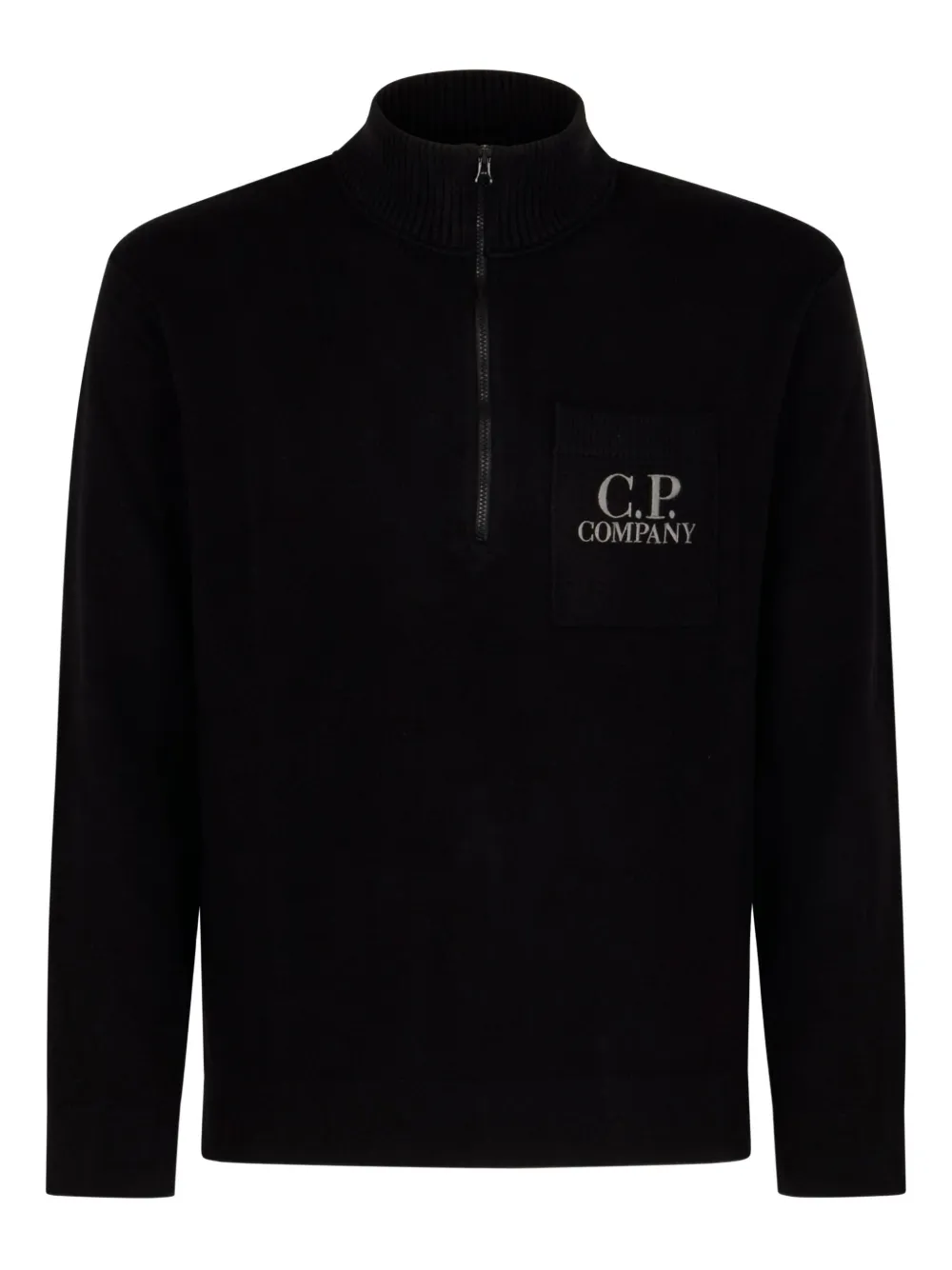 

Свитер с воротником на молнии и логотипом C.P. Company, черный