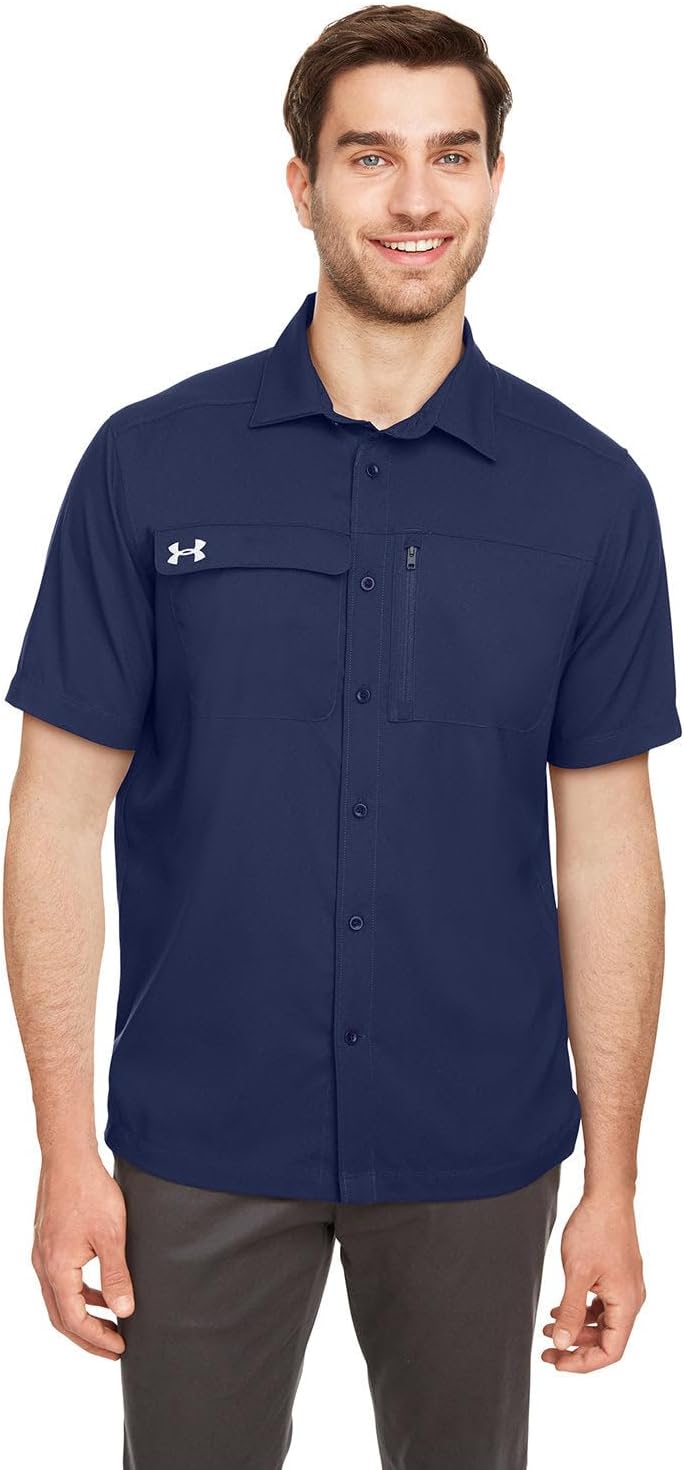 

Under Armour мужская футболка Motivator Coach's Button Up, Midnight Navy/White, Белый, Under Armour мужская футболка Motivator Coach's Button Up, Midnight Navy/White