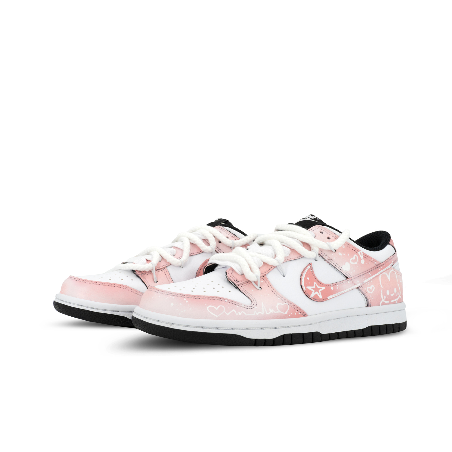 Дунки Gorilla Mischief XJDD Sweet Rabbit низкие скейтборд кроссовки унисекс Nike, белый/розовый — фото 4