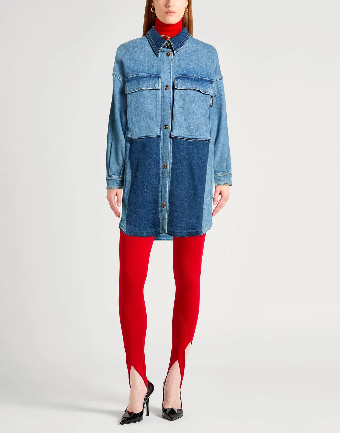 Джинсовая overshirt VERSACE синий — фото 2
