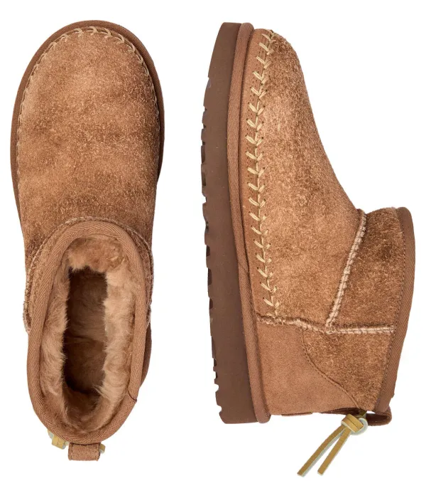 Классические ультрамини кожаные зимние ботинки Biarritz Ugg, бежевый — фото 4