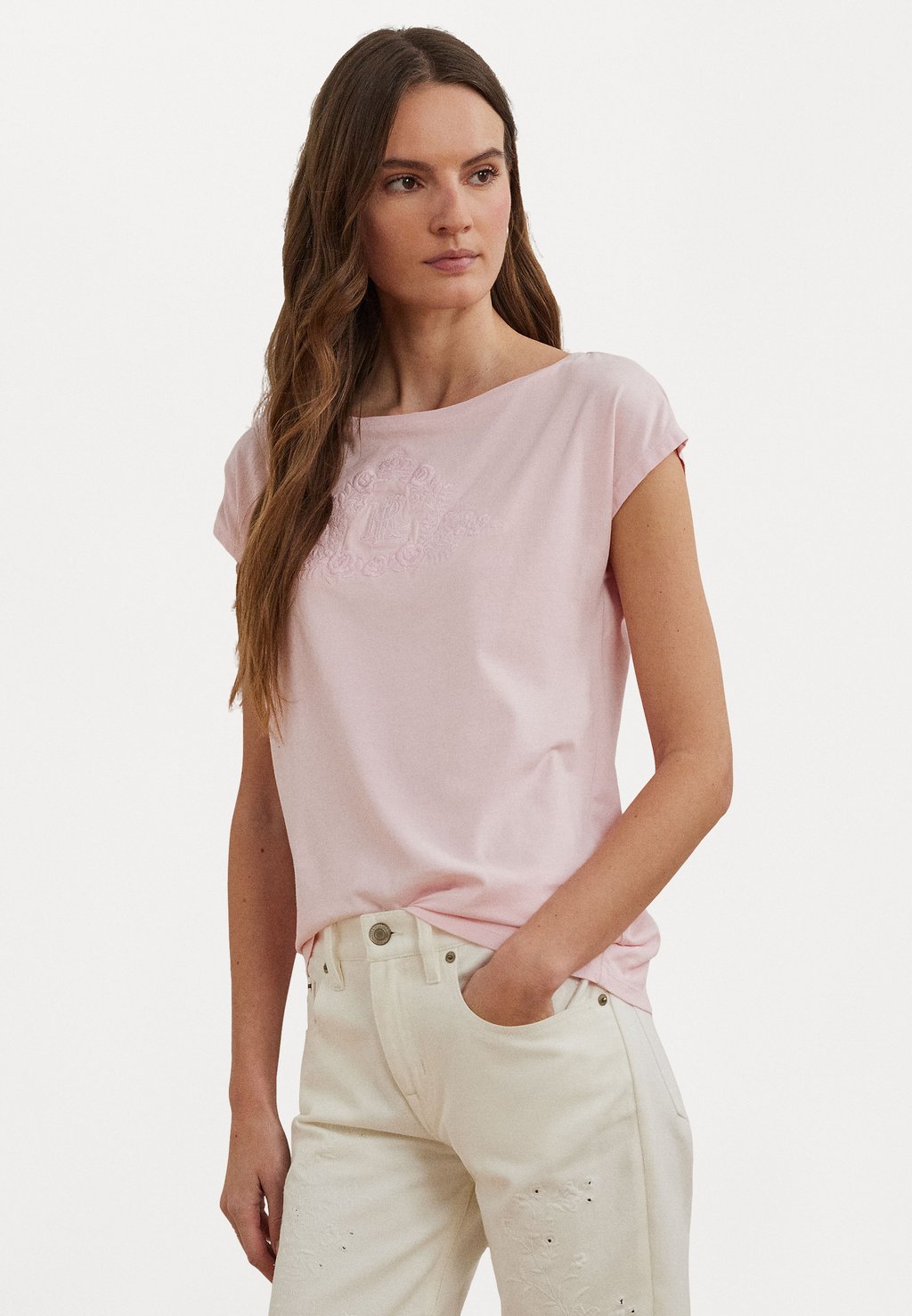 

Футболка с принтом COTTON JERSEY T-SHIRT Lauren Ralph Lauren, фуксия