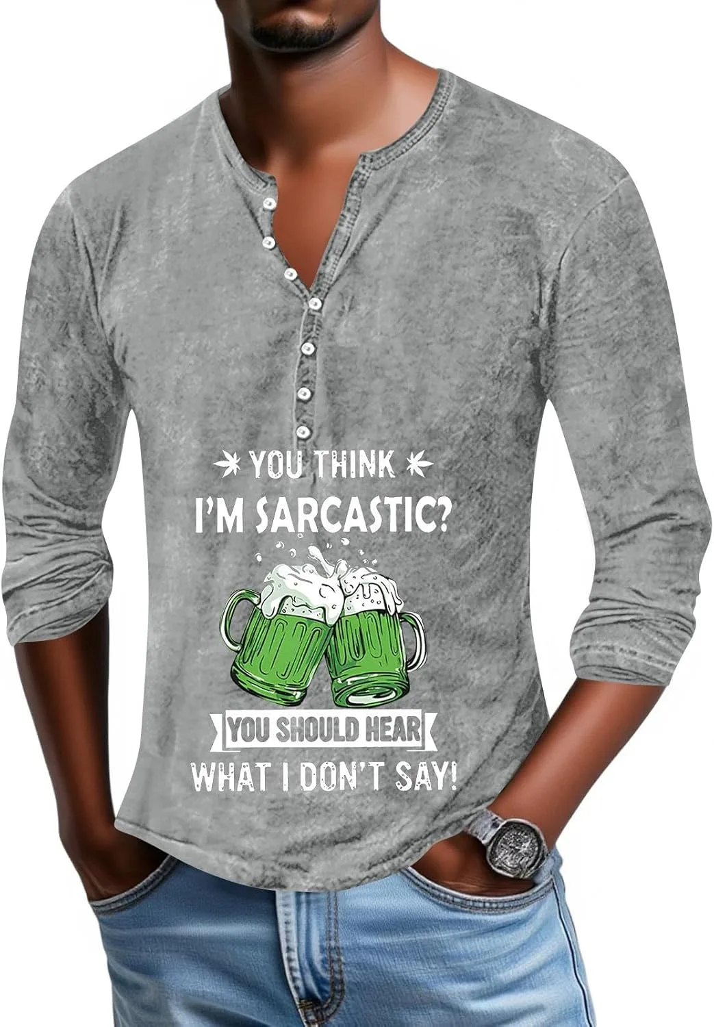 

Футболка St Patricks Day мужская с длинным рукавом и воротником-гольф