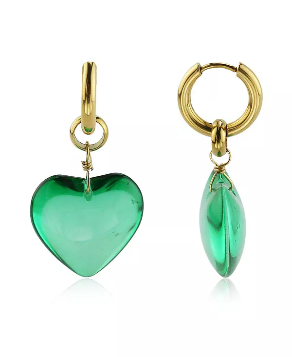 

Серьга в виде стеклянного сердца Rebl Jewelry, green
