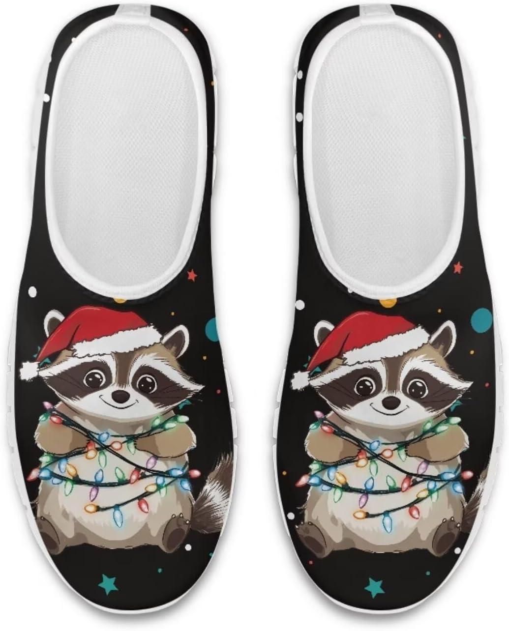 

Кроссовки Belidome Slip On для мужчин и женщин, низкие, сетчатые, легкие для бега и тренировок, Christmas Raccoon