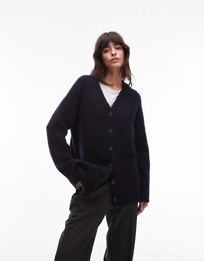 

& Other Stories кардиган из шерстяной смеси на пуговицах темно-синего цвета