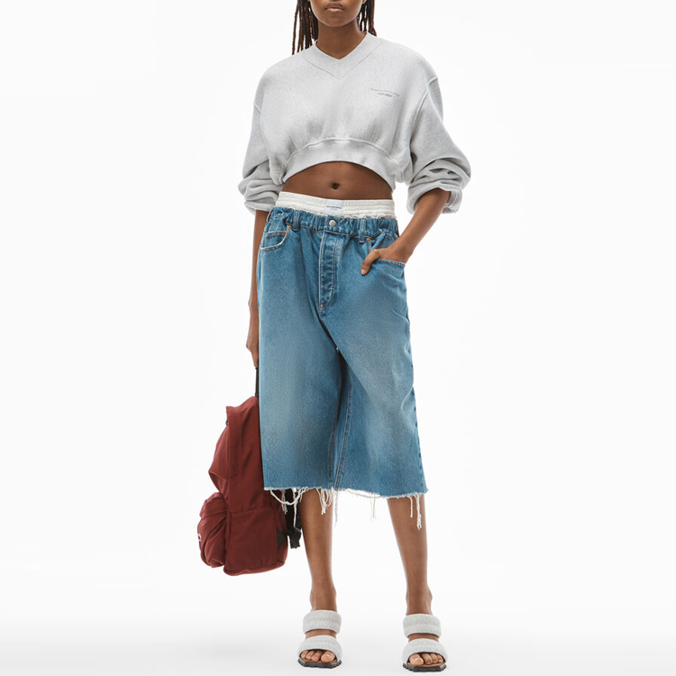 Приталенный свитшот с высоким воротником Alexander Wang, серый — фото 4