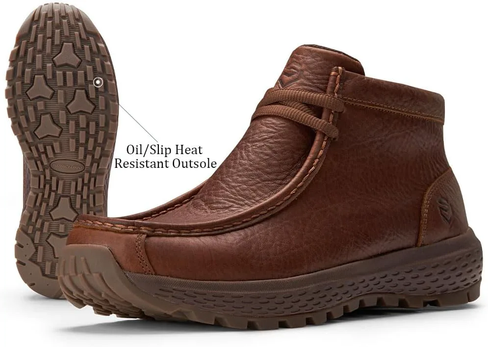 Мужские ботинки SUREWAY Chukka, легкие и прочные кожаные рабочие ботинки с носком-мокасином, модные для походов, вождения, Челси-ботинки для комфорта в любую погоду (офис, повседневная носка, нарядные) — фото 4