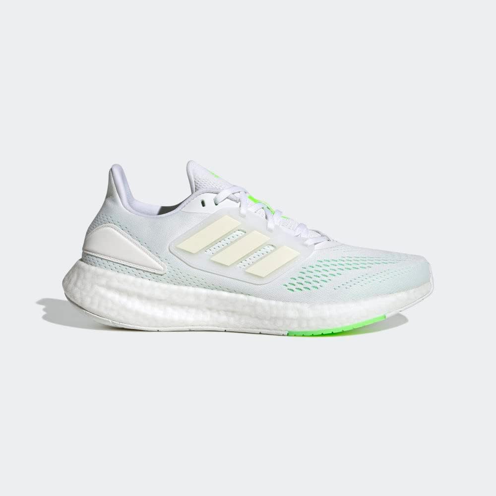 Мужские кроссовки для бега Adidas Pureboost 22, белый/зеленый — фото 3