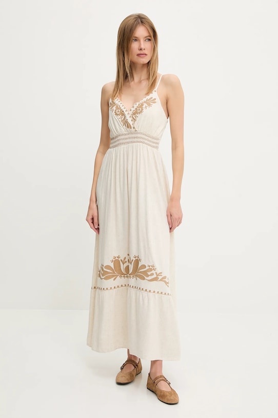 

Платье с льняной тканью Answear.Lab, коричневый