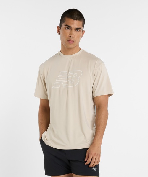 

Футболка с коротким рукавом New Balance, песочно-серый