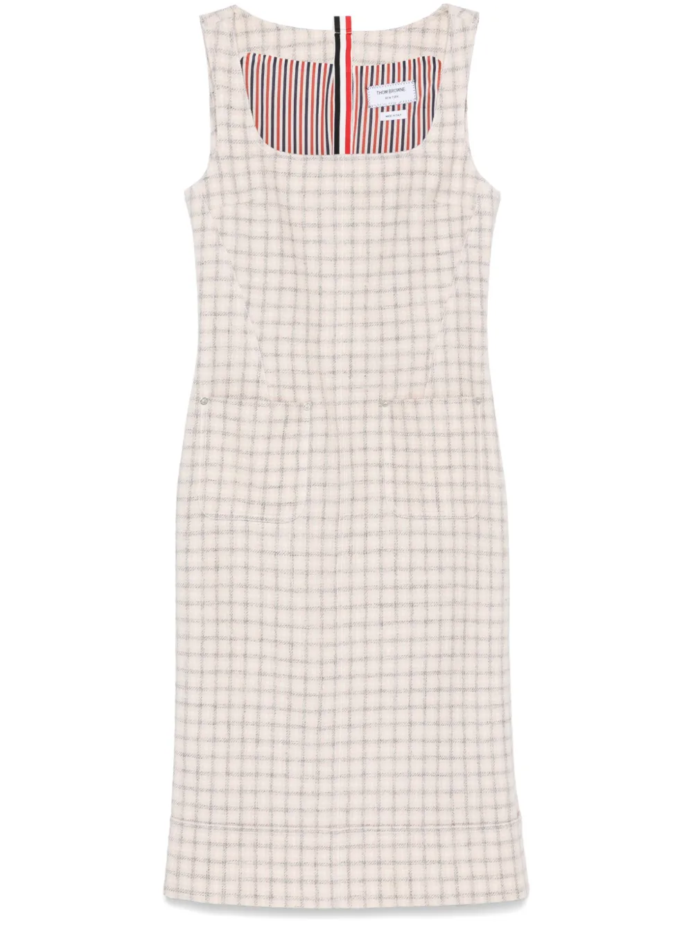 

Платье миди в клетку THOM BROWNE, розовый