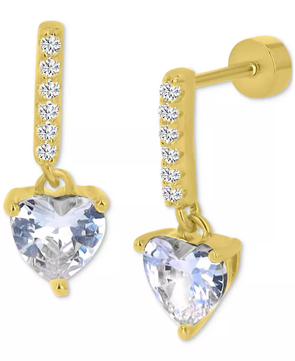 

Серьги-Подвески в форме сердца с кубическим цирконием из стерлингового серебра с позолотой 14 карат Macy'S, yellow