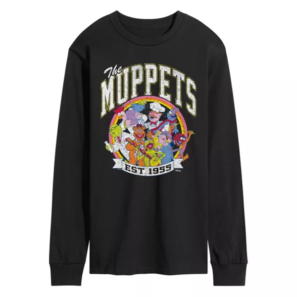 

Футболка мужская с принтом The Muppets "Основано в 1955" в стиле колледжа с длинным рукавом Disney, черный