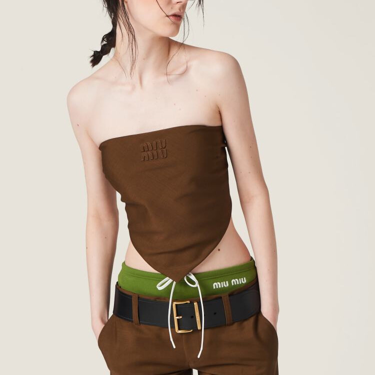 Топ женский Miu Miu Date без бретелек, коричневый — фото 3