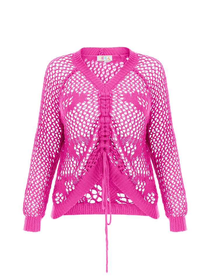 

Женский вязаный свитер розового цвета IZIA