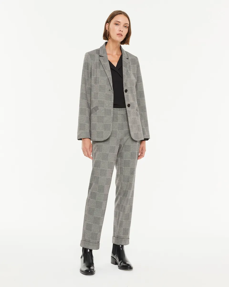 

Женские прямые брюки в клетку с эластичной талией Paz Torras, серый