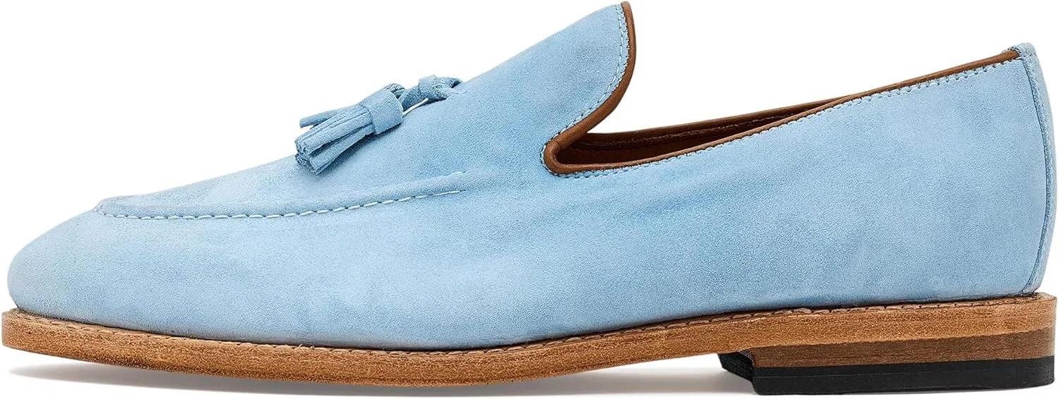 Лоферы с кисточками Allen Edmonds, светло-голубая замша — фото 4