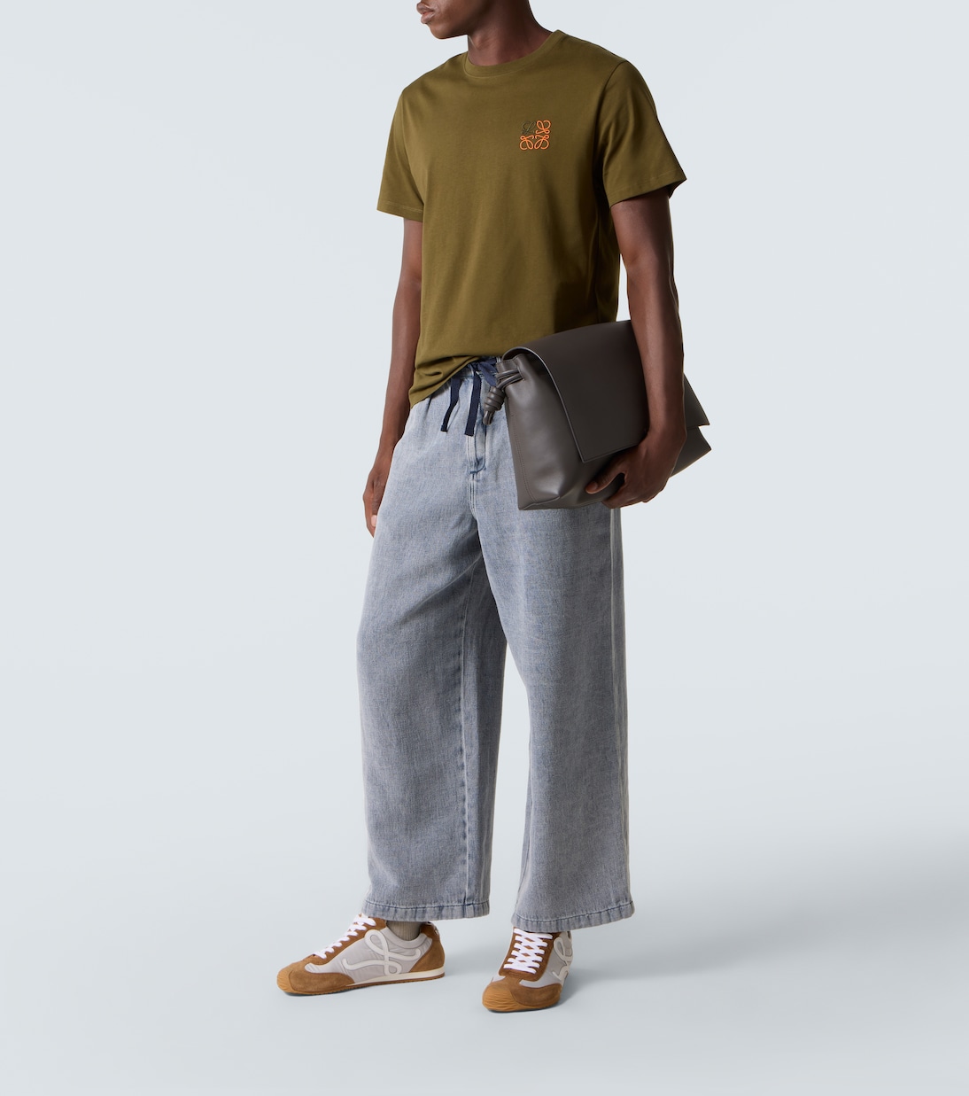 Футболка из хлопкового джерси с надписью Анаграмма Loewe, Khaki Green — фото 2