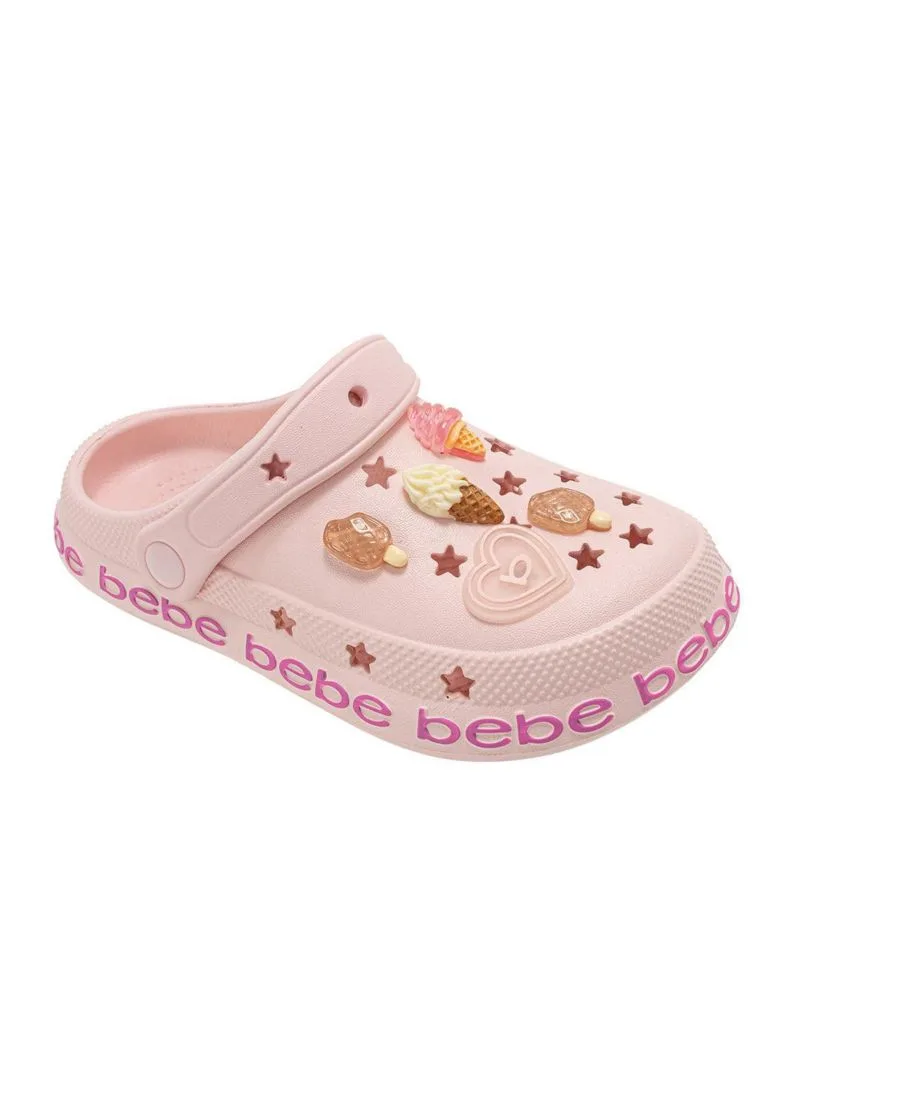 Детские сабо из ЭВА с декоративными элементами и логотипом Bebe, Blush