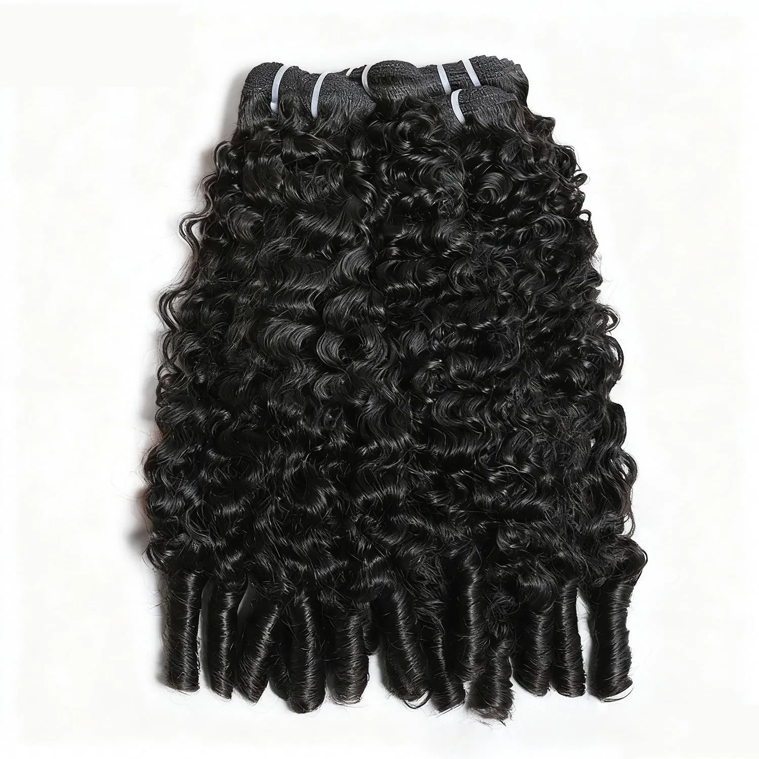 Накладные пряди из натуральных бирманских кудрявых волос 300 г Unilo, Natural Black — фото 4