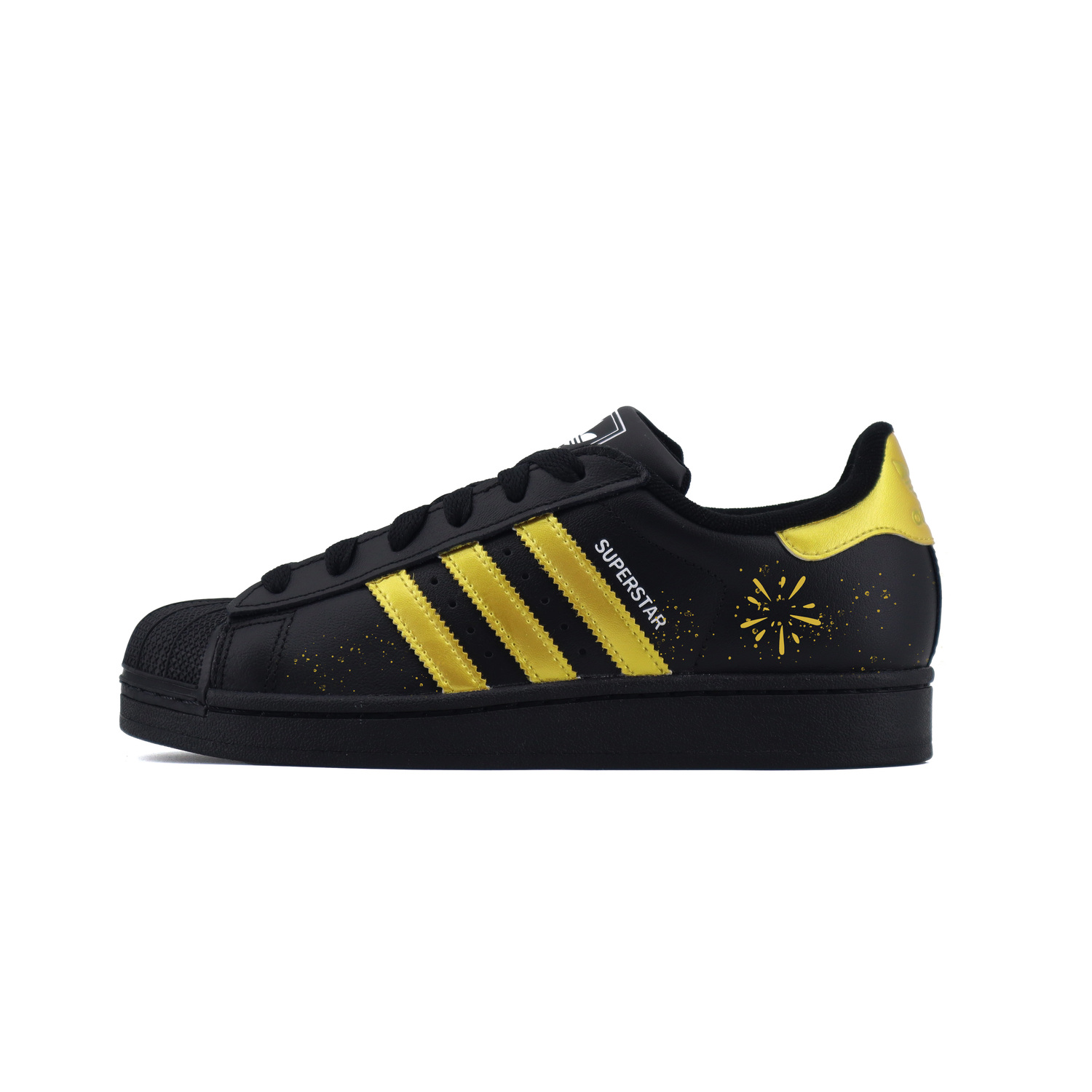 

Adidas Originals Superstar 2 Firework Abrasion Resistant Low top детские скейтбординг кроссовки Black Gold для подростков