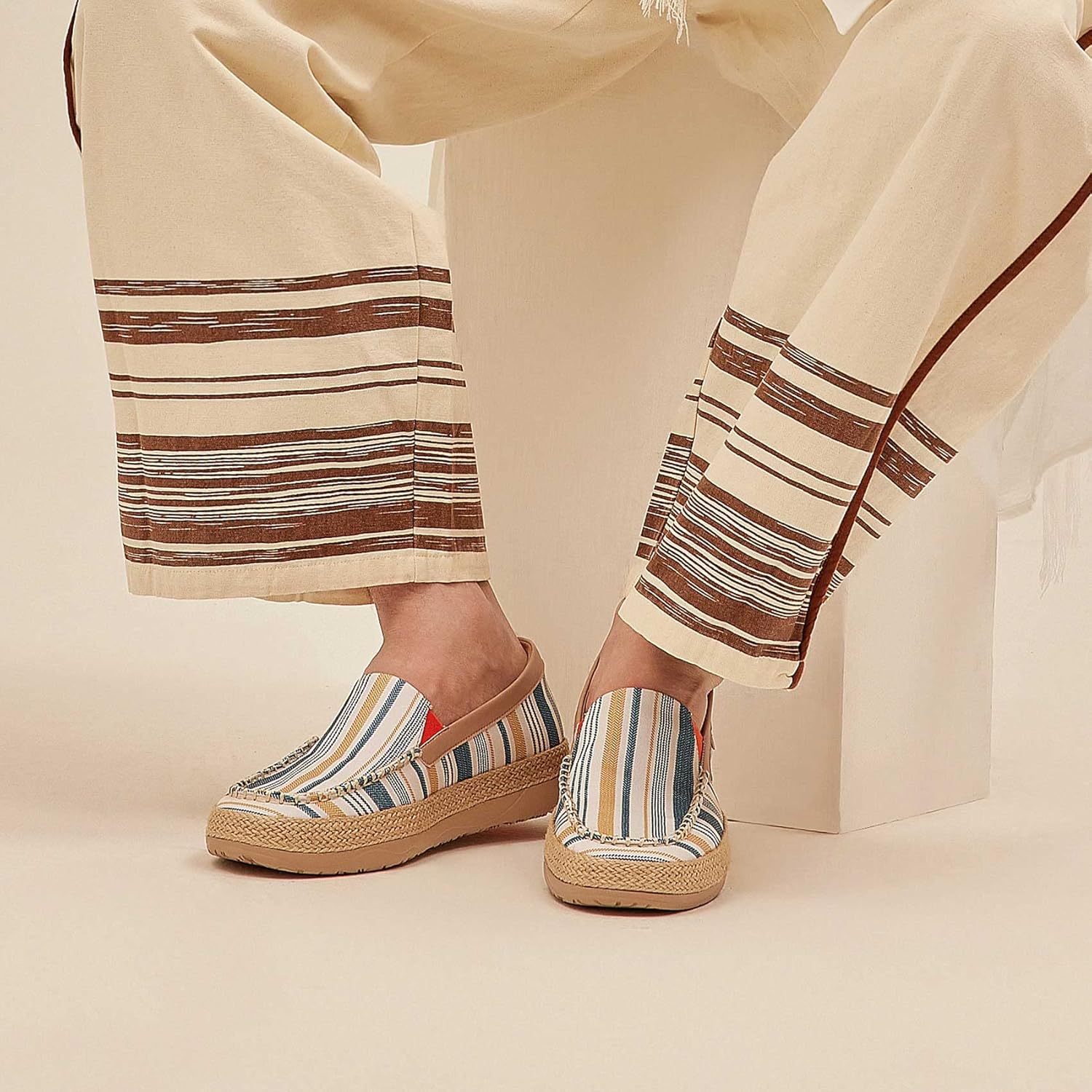Мужские эспадрильи UIN Slip Ons- легкие прогулочные повседневные лоферы, удобные, с ручной росписью, серия Marbella, Marbellaⅴ-retro Stripes — фото 2