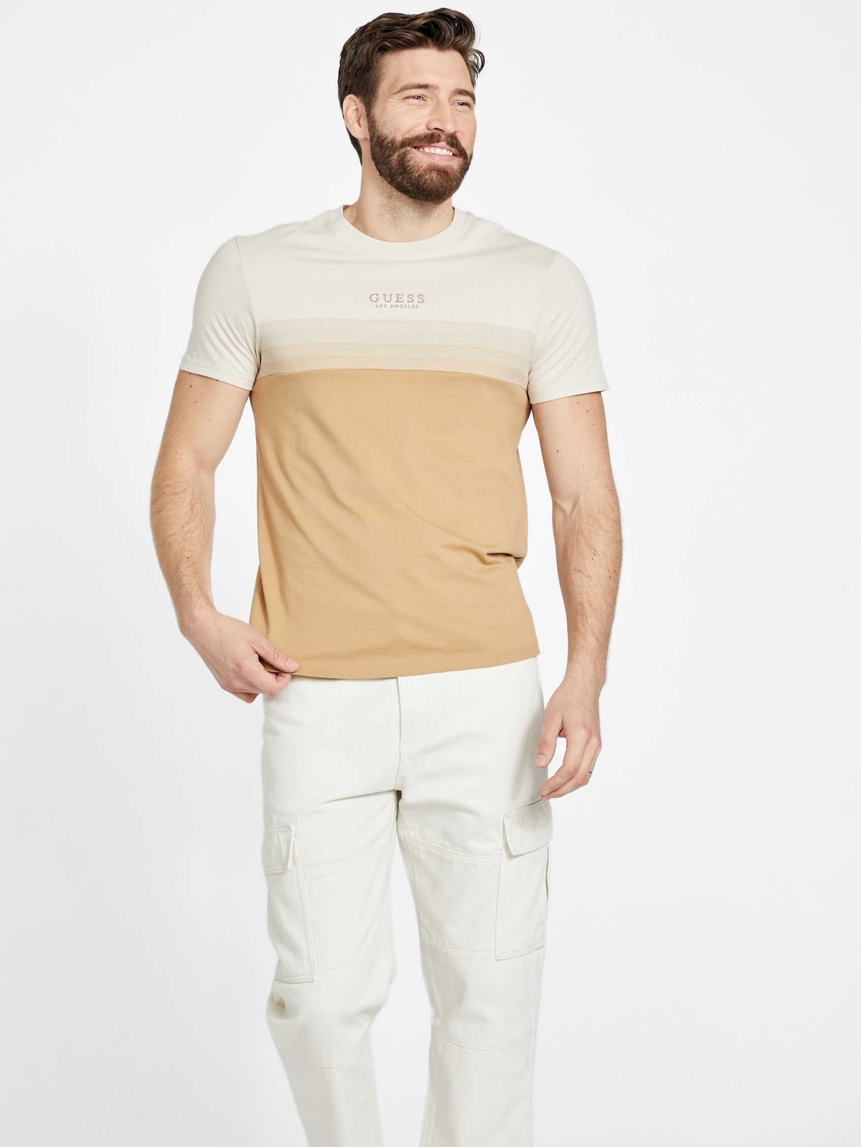 

Футболка с цветными блоками Rami Guess Factory, цвет toasted taupe