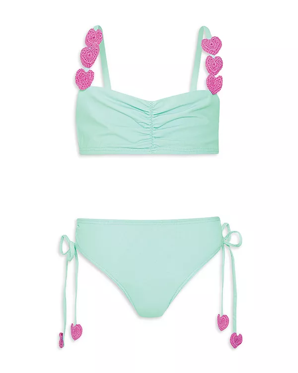 

Детский купальник из двух частей с сердечками - для малышек и девочек постарше. Pq Swim, синий