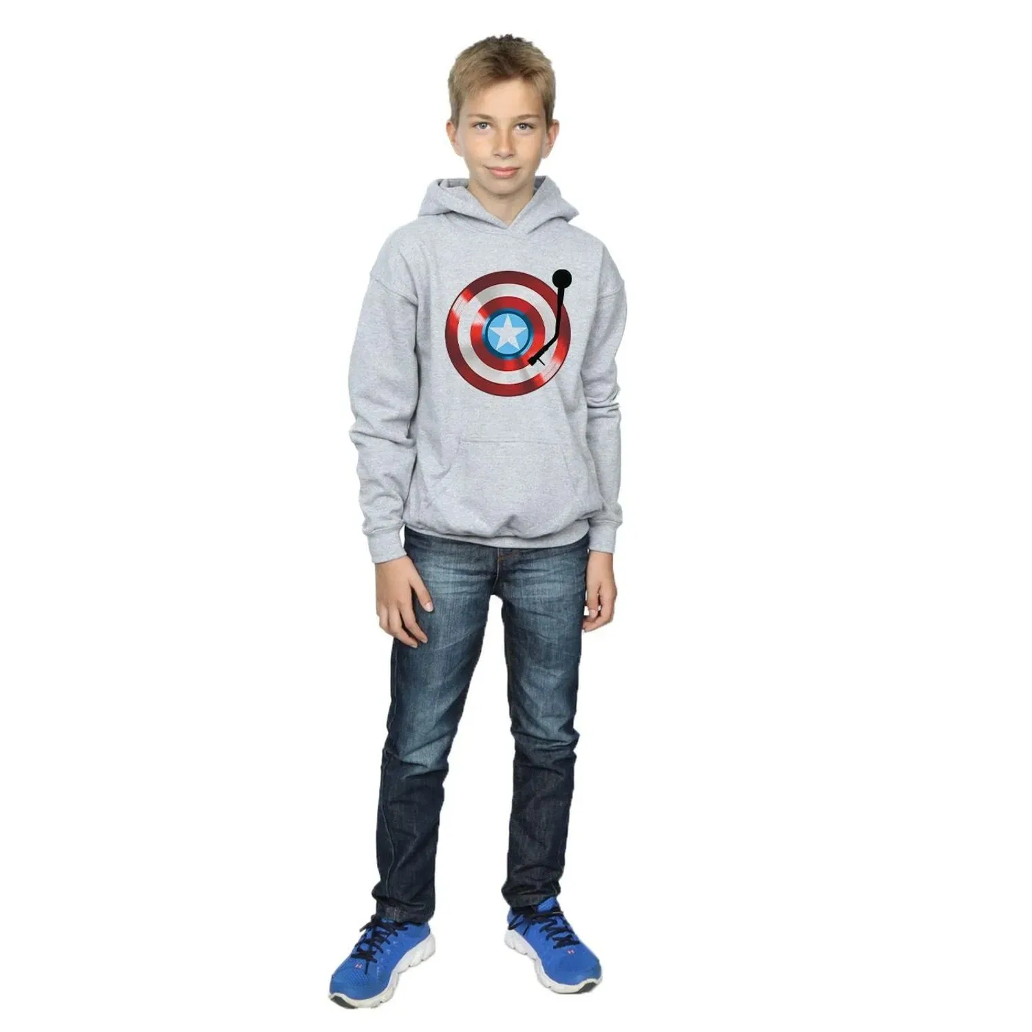 Худи Marvel Captain America с принтом, серый — фото 4
