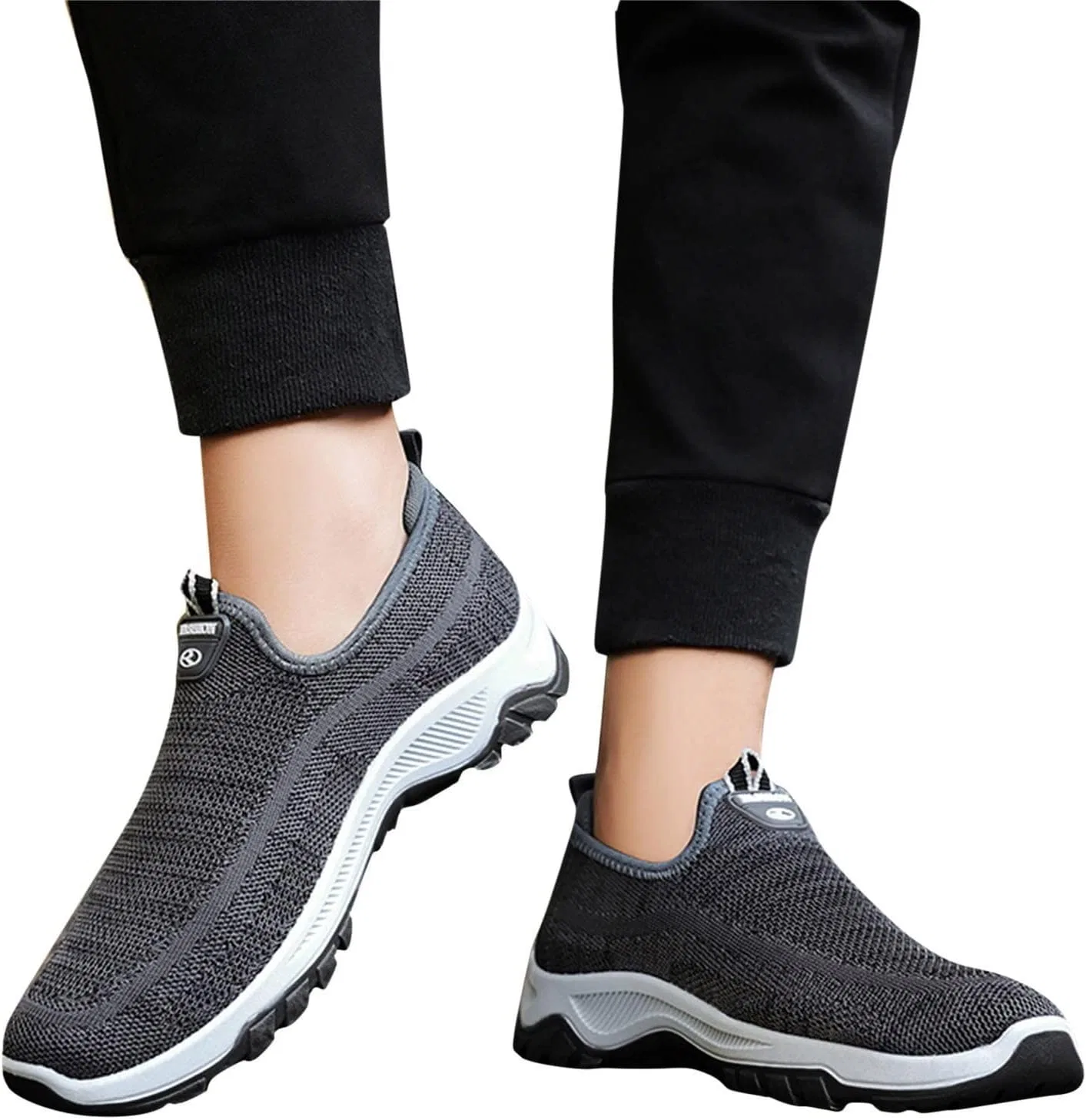Модные кроссовки Herren-Sneaker-Socken für Sommer und Herbst, einfarbig, gewebt, atmungsaktiv, bequem, zum Reinschlüpfen, lässig, Sneaker-Socken für Herren Generisch, Grau — фото 3