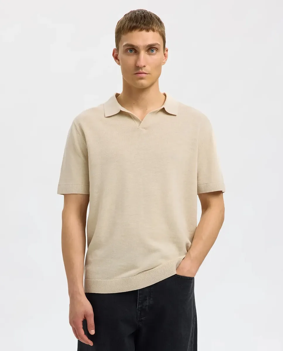 

Мужская льняная футболка поло, обычного кроя Selected, серый