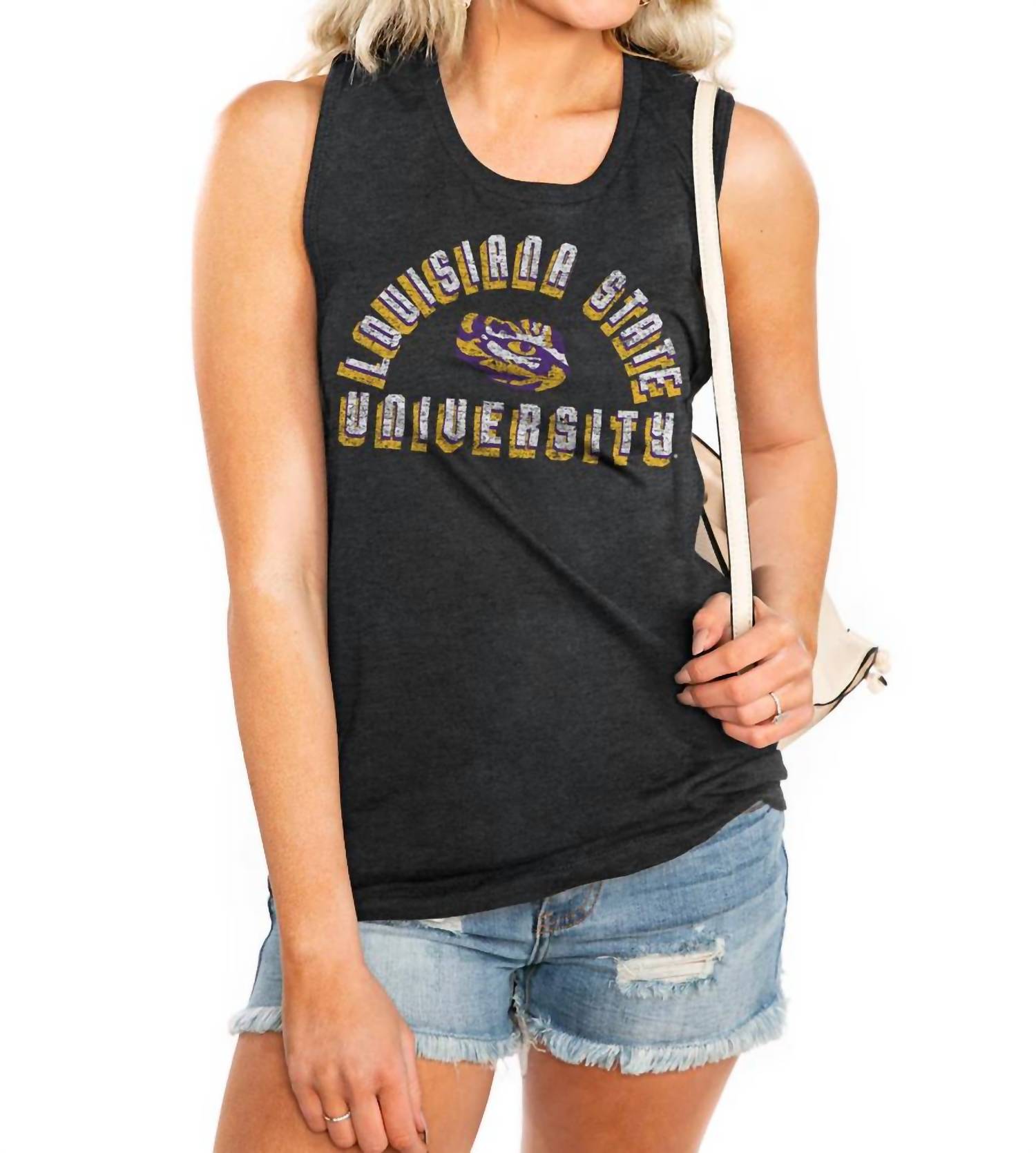 

Майка-топ Make A Statement Jersey Muscle в цвете Charcoal Gameday Couture
