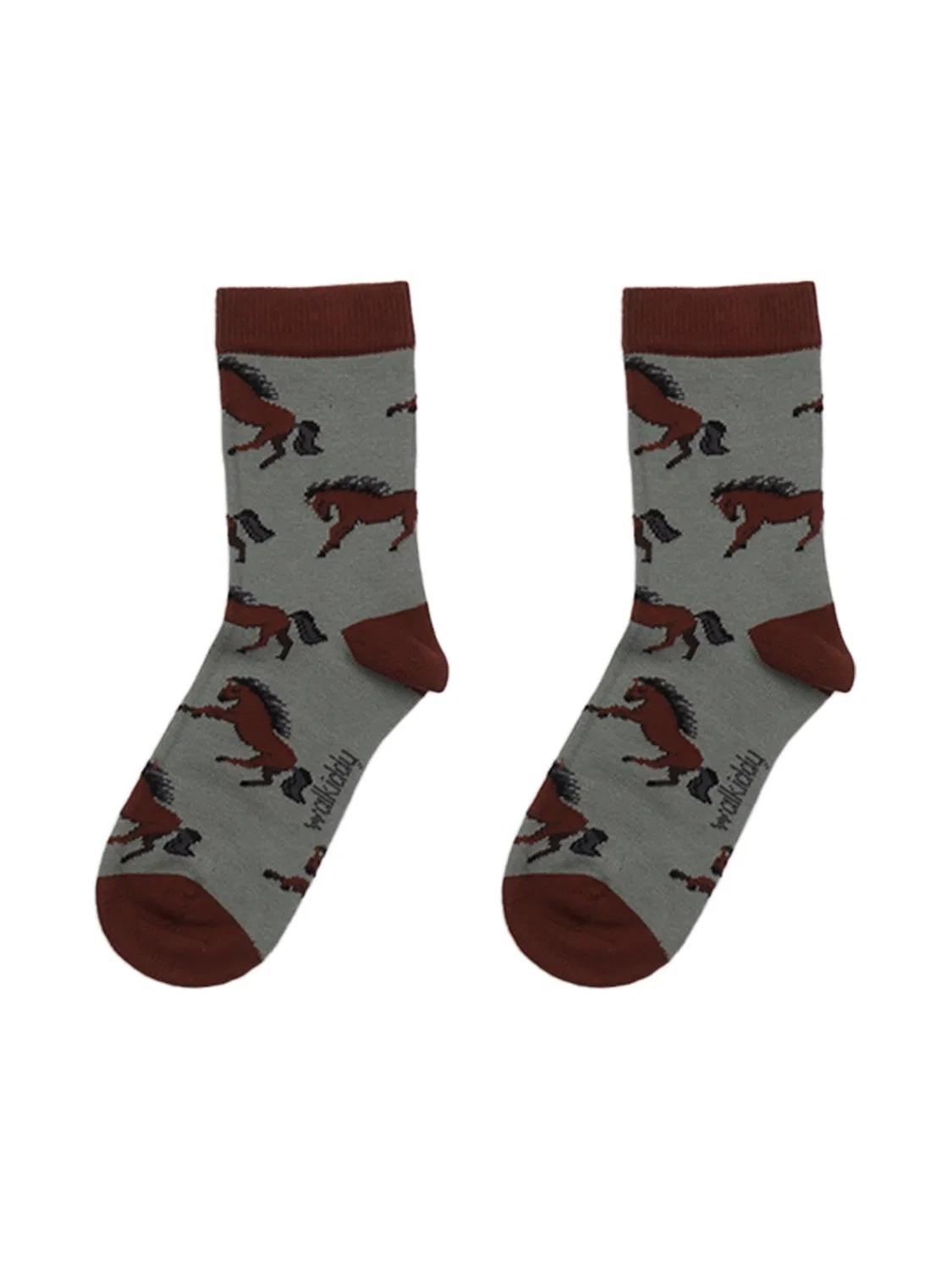 Носки Walkiddy Joyful Horses Socks коричневого цвета — фото 3
