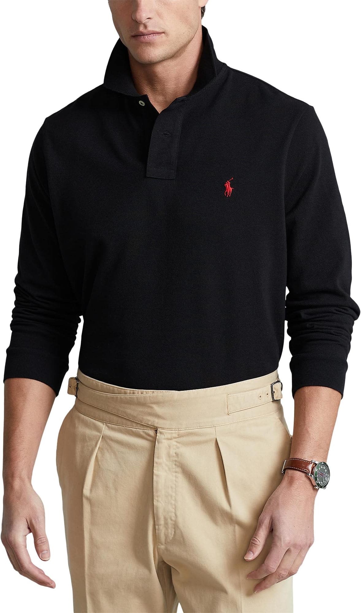 

Рубашка-поло Classic Fit Long-Sleeve Polo Polo Ralph Lauren, черный