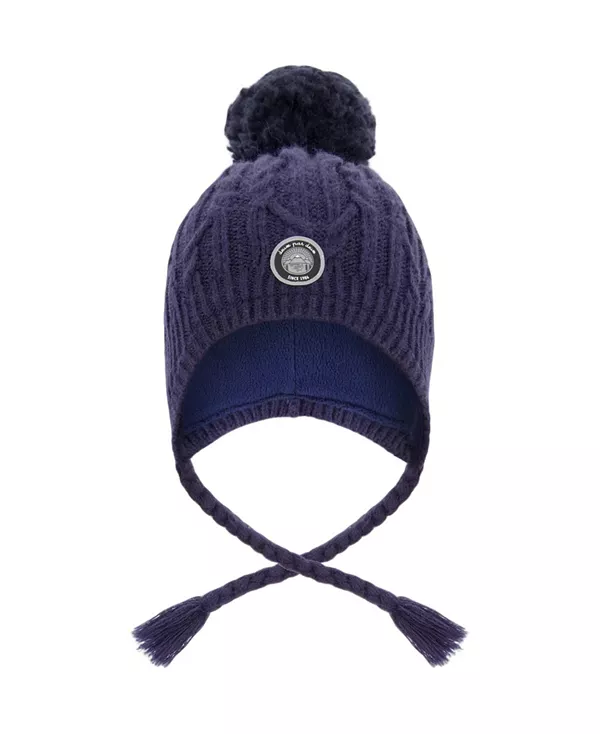 

Унисекс зимняя шапка на подкладке с помпоном - для малышей и взрослых. Deux Par Deux, синий
