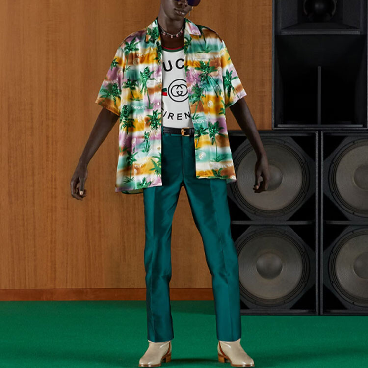 Повседневные брюки мужские зеленые Gucci, зеленый — фото 3