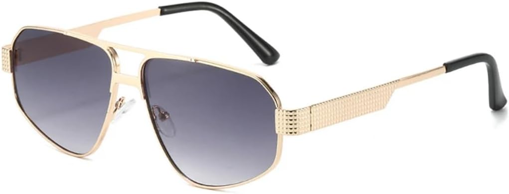 

Ретро металлические солнцезащитные очки с двойной перемычкой, многоугольные, в форме «кошачьего глаза», для мужчин, с градиентным покрытием, защита от УФ-излучения UV400 HHZZYVY, Golden Gray Gradient