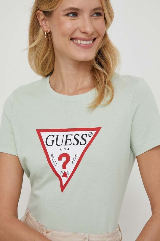 

Хлопковая футболка Guess, зеленый