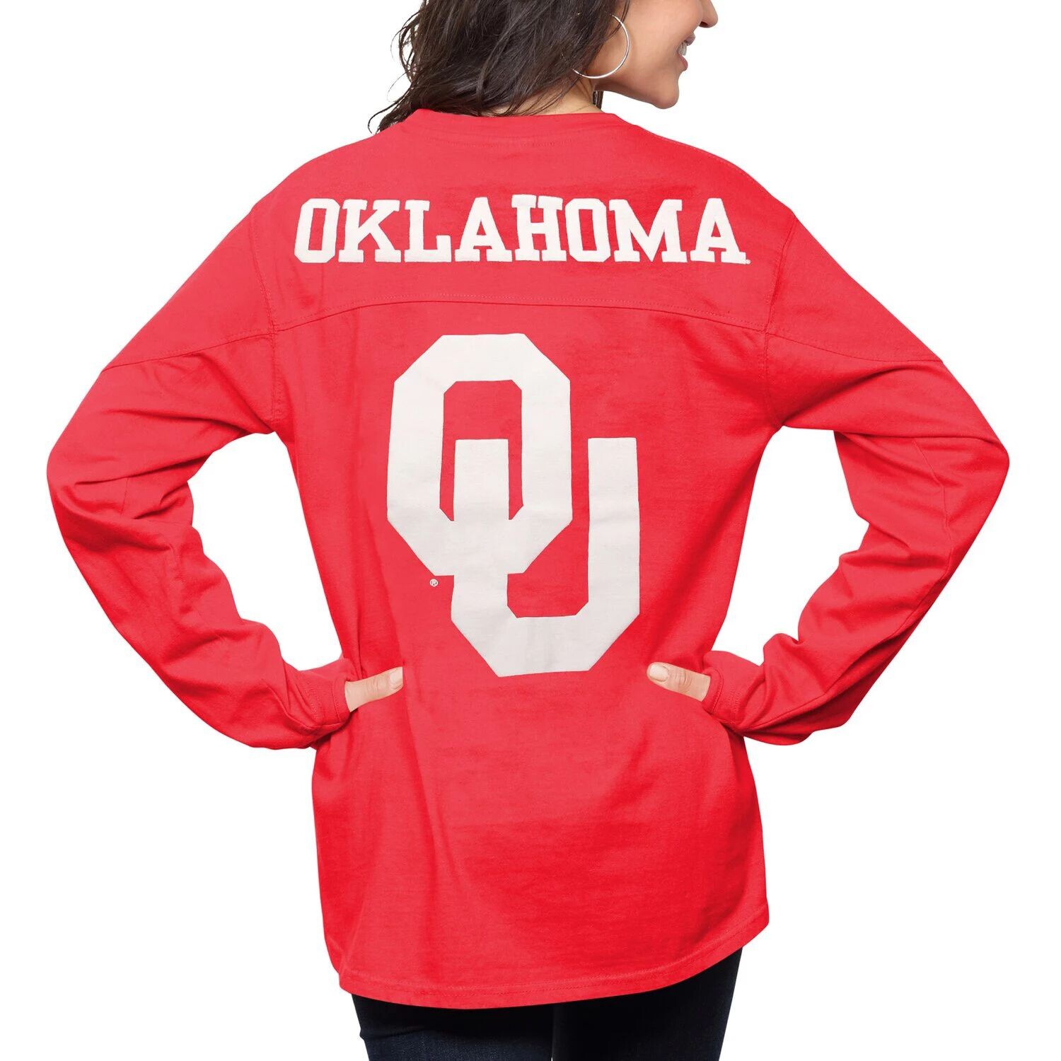 

Женская футболка для прессы Crimson Oklahomaooners The Big Shirt, футболка оверсайз с длинным рукавом