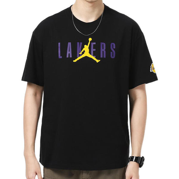 Футболка Air Jordan NBA Los Angeles Lakers Alphabet Printing Basketball Sports Round Neck Short Sleeve Black, черный — фото 3