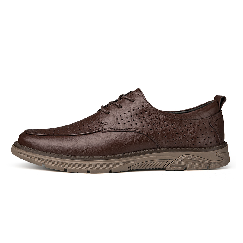 

PAIBLOKS Мужские повседневные туфли с перфорацией коричневые, цвет Brown-Cut-Out