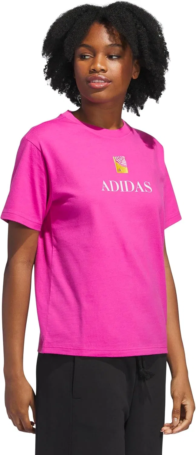 Футболка женская adidas, цвет Semi Lucid Fuchsia — фото 4