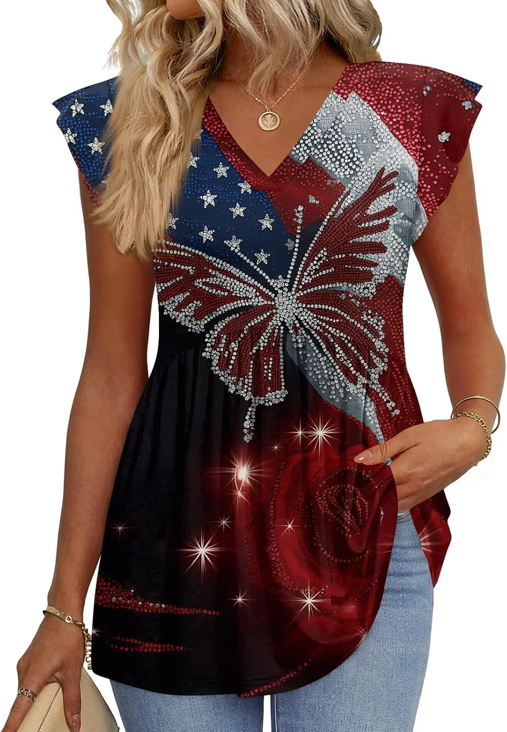 Женский топ без рукавов USA 250th Anniversary, Patriot Shirts, G282-dark Blue