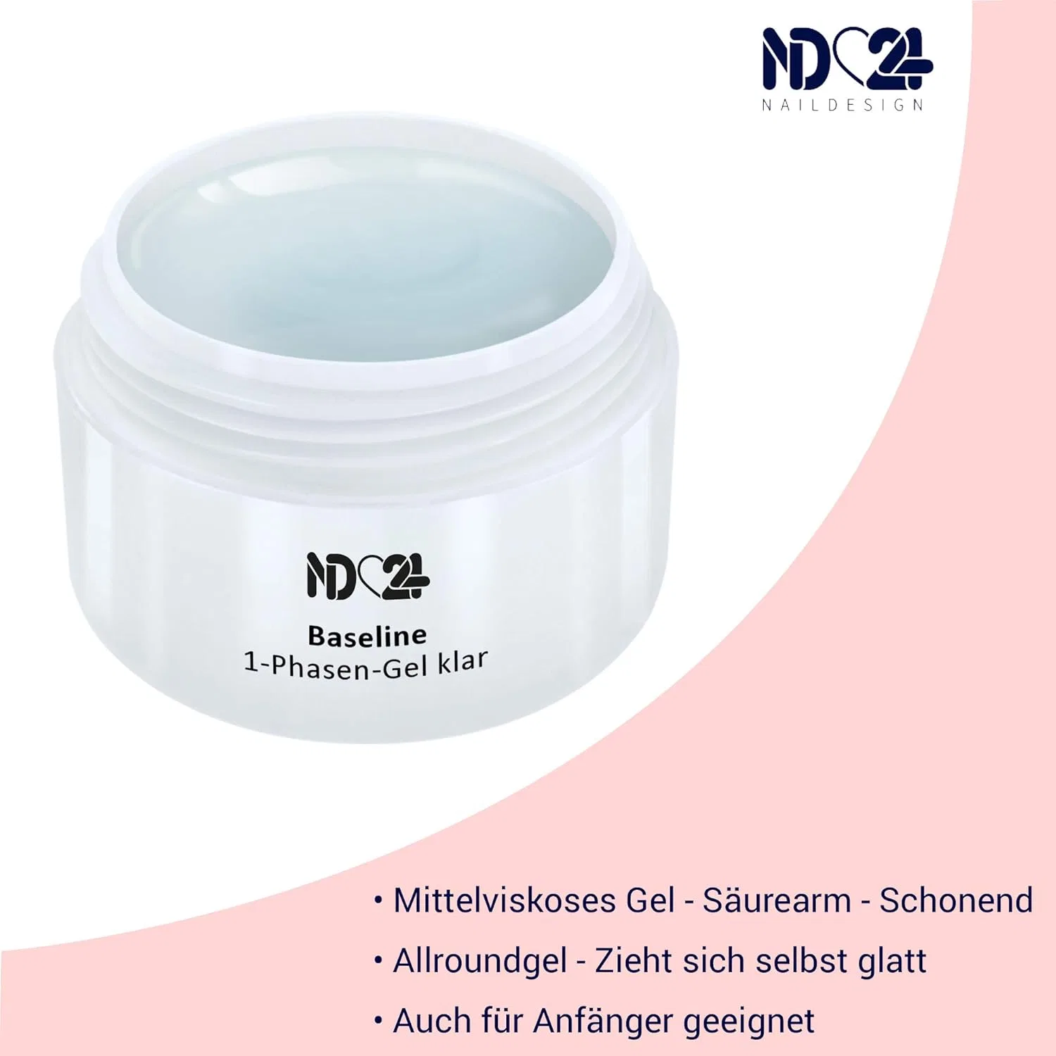 Однофазный УФ/LED-гель Baseline Clear студийного качества Nd24 Naildesign, Normal - Clear — фото 2