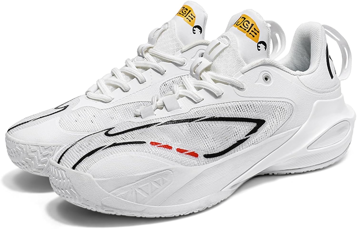 

Мужские баскетбольные кроссовки средней высоты с дышащей сеткой, противоскользящей толстой подошвой, амортизацией, удобной шнуровкой, модные спортивные кроссовки, подходящие для бега и уличной баскетбольной тренировки Qaoterod, белый