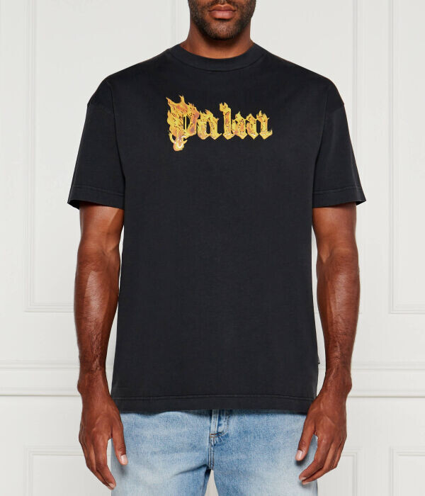 

Футболка Palm Angels Burning свободной посадки, черный