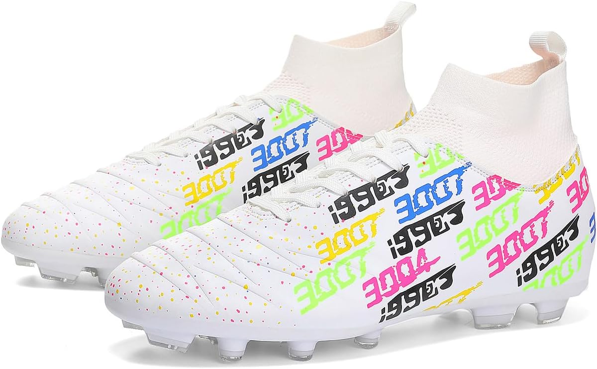

Футбольные бутсы унисекс FG для тренировок, атлетические, нескользящие, с длинными шипами, высокие, для детей Welrung, белый